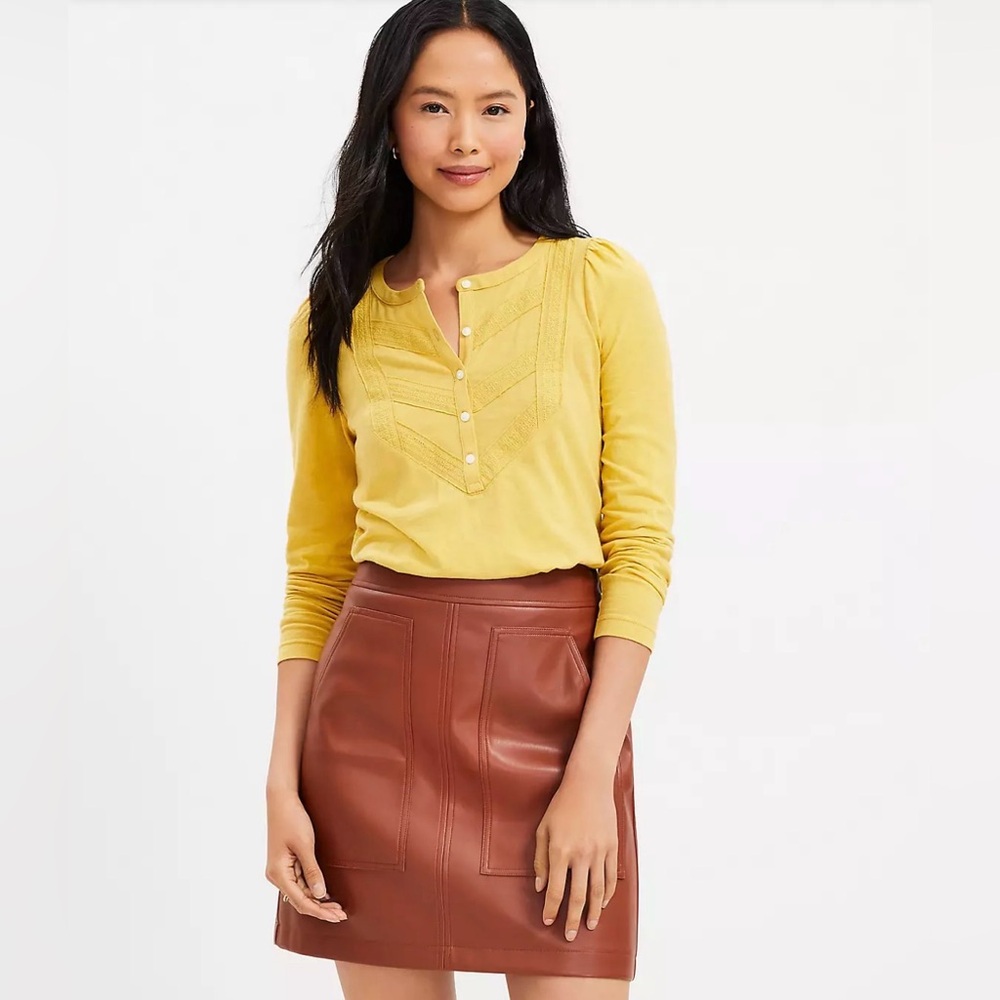 LOFT | Petite Faux Leather Pocket Shift Skirt